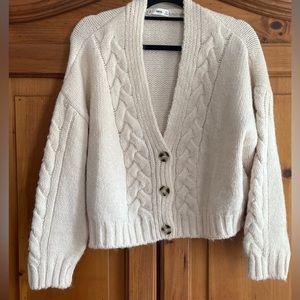 Mango Cream cable knit cardigan
